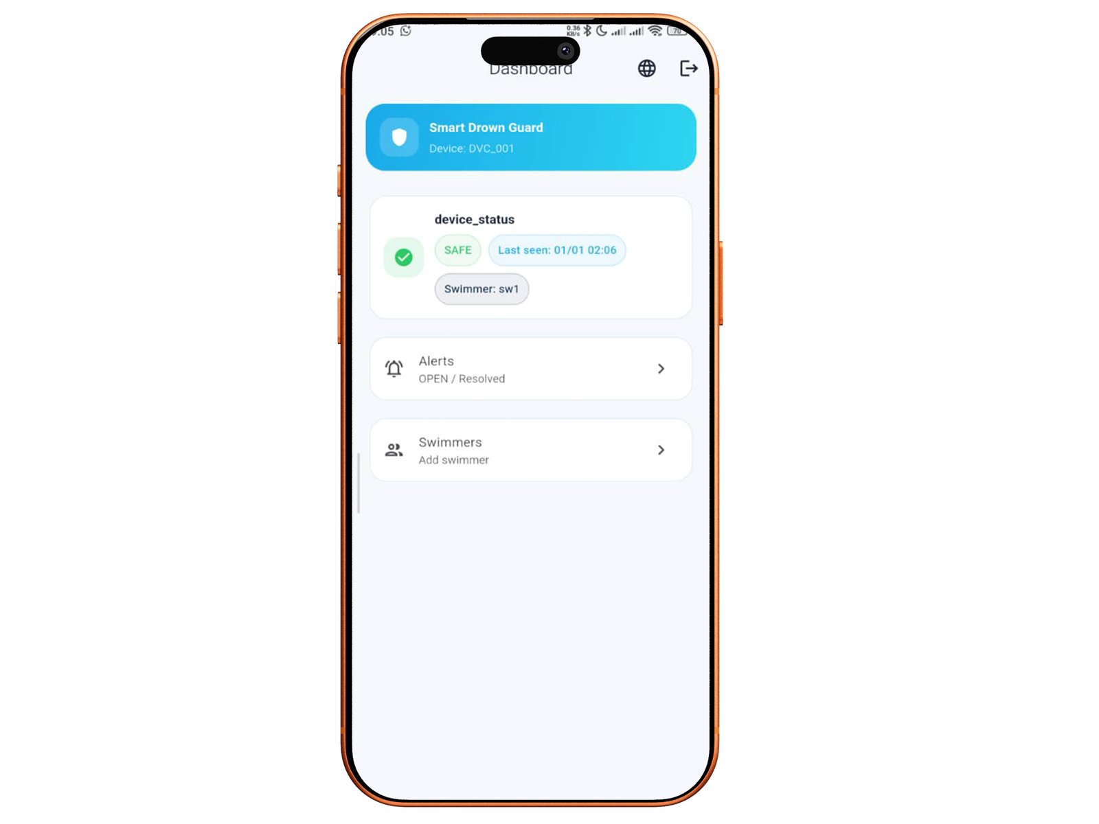 شاشة تنبيه SOS داخل التطبيق